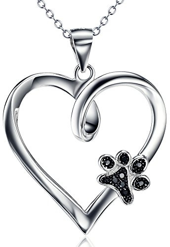 YAFEINI Herz Paw Druck kette Damen 925 Sterling Silber Hund Katze Charmes Anhänger Halskette Schmuck für Damen Mädchen