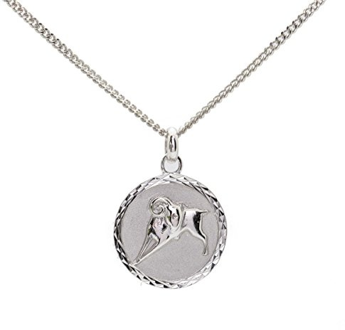 Anhänger Astro Sternzeichen Widder Medaille und Kette aus massivem Silber mit Box zum Verschenken Individuell gestaltete Gravur möglich