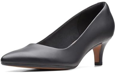 Clarks womens Linvale Jerica Pump, Black Leather, 7.5 US