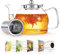 Teiera in vetro, 1200 ml, con filtro in vetro borosilicato, lavabile in lavastoviglie