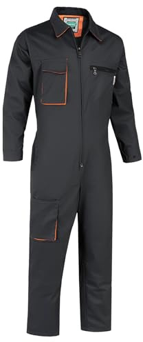 Yukirtiq Men's Coveralls Mechanic Work Jumpsuit Multi Pockets Overalls Long Sleeve Workwear Coverall, Black, L