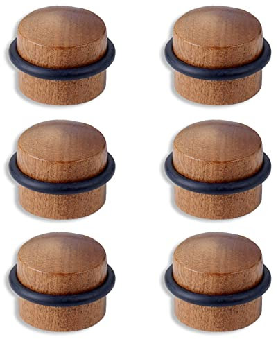 6 Türstopper aus Holz, selbstklebend, extra stark, natürliches Holz, modernes Design, dezentes und elegantes Design.