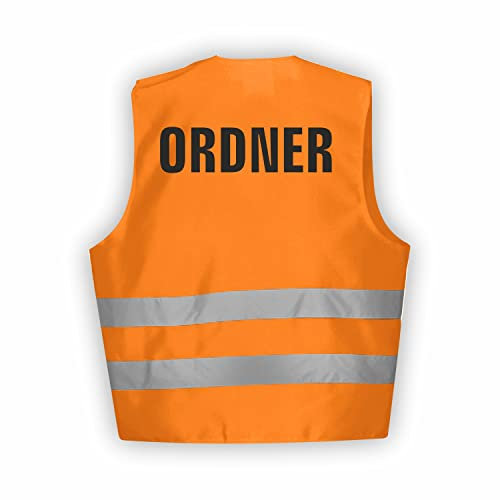 Fassbender-Druck WARNWESTEN - Sicherheitsweste ORANGE Warnweste nach EN ISO 20471 zertifiziert - Warn Weste für Ordner - Unisex mit hochwertigem Reflektorstreifen (ORANGE I 3XL/4XL I 1St.)