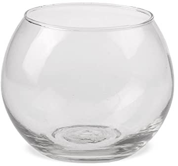 Matches21 Vase en verre transparent en forme de boule à fond plat Vase décoratif en verre transparent 1 pièce Ø 10 x 8 cm