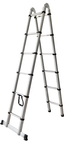 DIY Telescopic Folding 1.9m+1.9m Ladder Extendable Extension Collapsible Stainless Steel Ladders 3.8M, 5 Year Warranty
