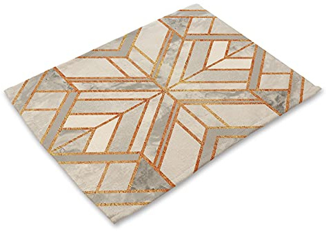 Manteles Individuales Patrón De Mármol Dorado Mantel Individual Algodón y Lino Lavable Salvamanteles Individuales Resistente al Calor Bajoplatos Individuales Mesa Tapetes para Mesa 30x45cm 2 Pcs