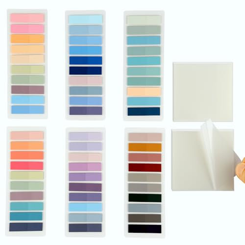 YIKAOMAI® 1300 Stücke Haftnotizen Tabs, 6 Set Morandi Sticky Notes mit Transparente Haftnotizen Page, für Büro Schule Zuhause (6 Morandi Farben + 2 transparente)