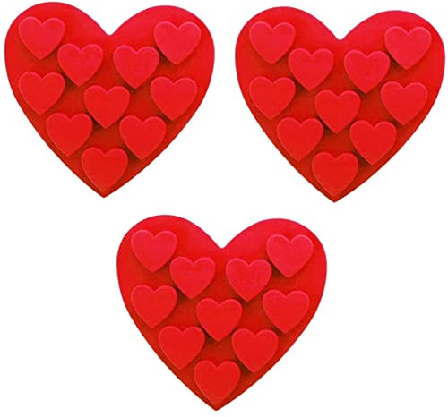 Accfore Lot de 3 moules en silicone en forme de cœur anti-adhésif pour la Saint-Valentin, chocolat, fondant, pudding, gâteau, bonbons, biscuits, glaçons, savon