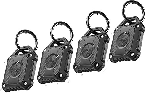 ONEONTA für Airtag Anhänger 4er Pack - Airtag Schlüsselanhänger - Airtag Hülle Wasserdicht - Air Tages Anhänger für Apple - Airtag Halter Hund, Robust TPU, Schwarz