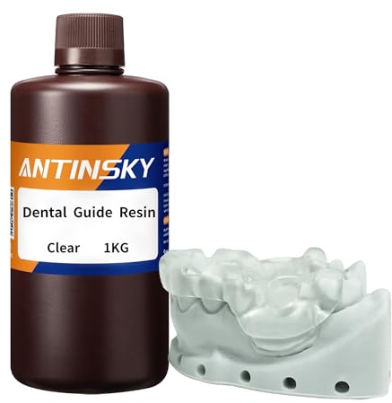 Antinsky Dental Guide Resin für DLP LCD 3D Drucker UV Härtung 405nm für Sterilisation Bei Hohen Temperaturen Geruchsarm Bohren Gewindeschneiden Hohe Präzision Klar 1KG