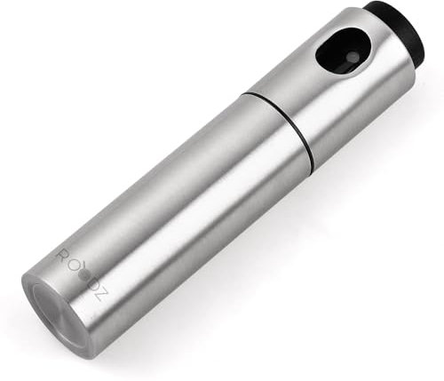 ROODZ Ölsprüher aus Edelstahl mit 100 ml Fassungsvermögen - Elegantes Design für Ihre moderne Küche: Stilvolles, präzises Dosieren leicht gemacht.