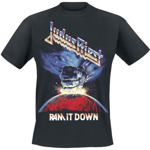 Judas Priest Jumbo Logo Album Homme T-Shirt Manches Courtes Noir L 100% Coton Regular/Coupe Standard