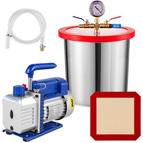 VEVOR Bomba de Vacío, 4 CFM Bomba de Vacío para Aire Acondicionado, 85 litros/min Bomba de Vacio Coche de Etapa Única con un Cámara de Vacío de 3 Galones
