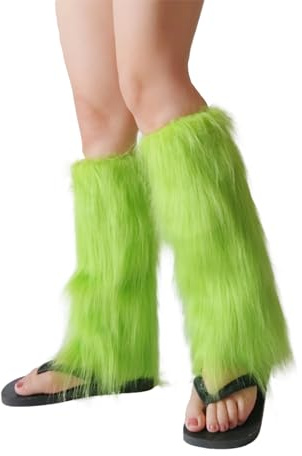 Calentadores Piernas Mujer,Piel Sintética Calentador De Piernas PUños Peludos Botas Cubiertas,Legwarmers Calentador De Pierna De Tobillo De Moda De Invierno,Tobillo De Moda De Invierno (Verde)