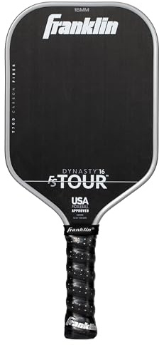 Franklin Sport Pro Pickleball Paddle - FS Tour Series Carbon Fiber - Ufficiale USA Pickleball (USAPA) approvato - Dynasty Pro Player Paddle - 16 mm Polymer Core - Grigio