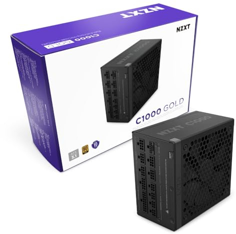 NZXT C1000 Gold ATX 3.1 - Fully Modular Low-Noise PC Gaming Power Supply - 1000 Watts - 80 Plus Gold - 12V-2x6 Connector - Zero Fan Mode - 100% Japanese Capacitors - Black