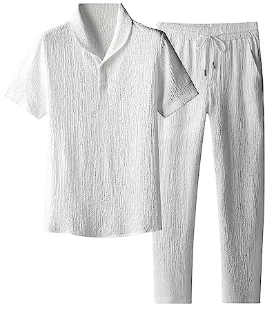 Husdräkt för män, sommar, långa byxor, ledig passform: arbets-t-shirt, män, bomull, fritidsbyxor, bekväm sommarskjorta, andas, kortärmad skjorta, enfärgad, bröllop, skjorta, kavaj, kostym, skjorta,