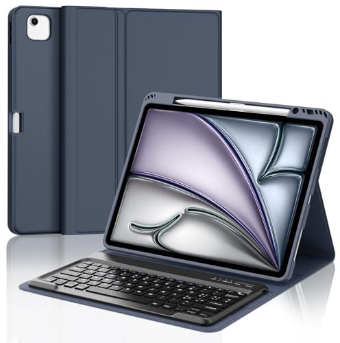 IVEOPPE Tastiera iPad Air 13 M4 2026/M3 2025/M2 2024, Cover Tastiera Italiano QWERTY Magnetico Staccabile Bluetooth con Portapenna per iPad Air 13 2024/2025/2026, Blu scuro