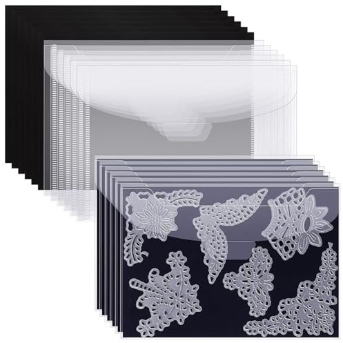 10 Stück Magnetische Blätter, Gummi-Magnetbögen, Magnetplatten für Stanzschablonen, Magnetfolie, mit 10 Stempeltaschen, Aufbewahrung für Stanzformen, für Schablonen Album Stempel