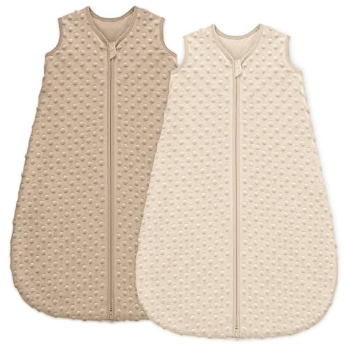 Unnivoll Schlafsack Baby 1.5 Tog Babyschlafsack 6-12 Monate 2er Pack Schlafsack Winter Herbst 78 cm für Jungen Mädchen Neugeborene Kaffee