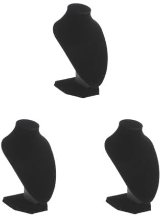 Feriuzymix Lot de 3 présentoirs en velours noir pour colliers et bustes