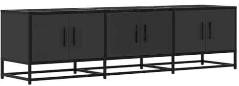 vidaXL TV Schrank, Lowboard für Fernseher, Fernsehtisch mit Stauraum, Fernsehschrank für Wohnzimmer Schlafzimmer, Schwarz Holzwerkstoff Metall