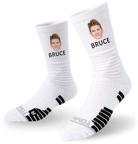 KOLOWKO Les chaussettes de sport personnalisées avec votre photo de profil et votre nom sont parfaites pour le basket-ball, le football, l'escalade et d'autres sports.
