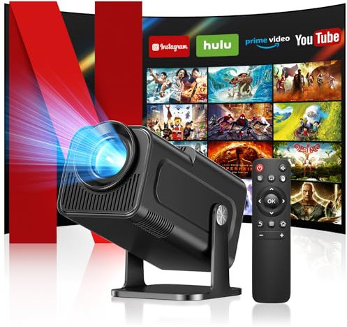 Seseno Beamer, Mini Projektor, 4K FHD 1080P Tragbarer Projektor, Unterstützt Android 11.0 5G WiFi 6 BT 5.0, Automatische Trapezkorrektur, 150 Zoll, 360-Grad-Flip Smart Beamer, für Phone/PC/Laptop/TV