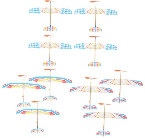 VICASKY 10pcs Aircraft Toys Rubber Band Powered Aircraft Educational Assemble Toys for Boys and Girls Outdoor Flying Fun Present for Year Old Boy Random Style