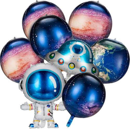 YUNHENTONG Planeten Folienluftballon 8 Stück Weltraum Luftballons Raumschiff Astronaut Planeten Deko für Kinder Weltraum Themen Party Geburtstagsdeko