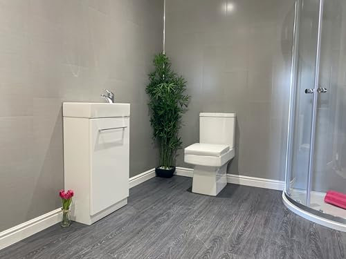DBS Brushed Graphite Grey Large Tile Effect Bathroom Panels Shower Wall PVC Cladding (4 Panels)
