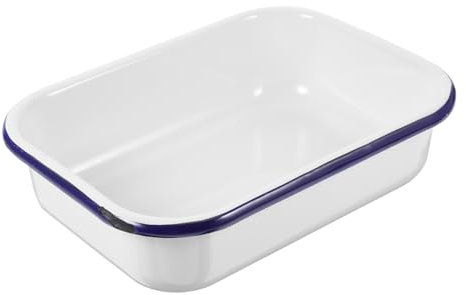 Gatuida Enamelware Baking Pan 15x22cm Wear-Resistant Heat-Resistant Food Storage Tray Non-Stick Enamel Roasting Pan Suitable for Kitchen and Restaurant