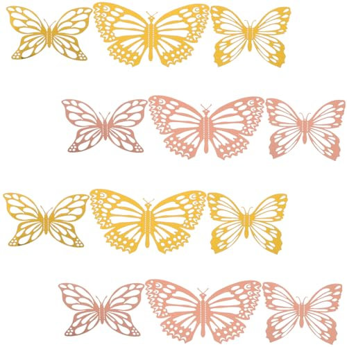 VILLFUL 48stücke Papier Schmetterlinge Wand Dekoration Schmetterlingsornament Schmetterlingsdekor Für Blumenarrangements Und Geschenkpakete