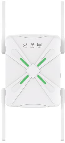 Ripetitore WiFi, 1200Mbps WiFi Extender, 5GHz e 2.4GHz Dual Band, Amplificatore Segnale, Booster con 4 Antenne, 2 Porte LAN, Estensore per Casa e Ufficio Compatibile