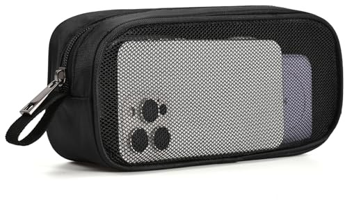 Portable Travel Organiser Bag – Slim Mesh Compact Case for Charger, Cables & Power Bank & Electronics & Accessories (Black)