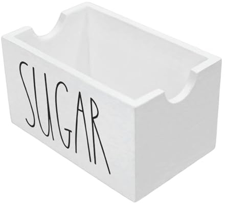 Amagogo Portaazúcar de Madera para 20 Sobres, rústico, versátil, Ideal para cafeterías, escritorios, oficinas, restaurantes y despensas, Blanco