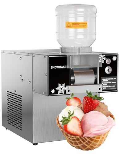 FLNOZAMZ Automatic Snowflake Ice Machine,360W Electric Ice Crusher,Speed Adjustable Stainless Steel Shaved Ice Machine (60Kg/Day),for Food Truck