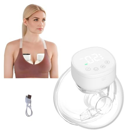 Bärbar bröstpump, handsfree elektrisk automatisk bröstpump för amning, med 3 lägen, 9 nivåer, LED-display, lågt brus, trådlös, USB-laddningsbar, bärbar mjölkpump för gravida kvinnor, mamma, 1 st