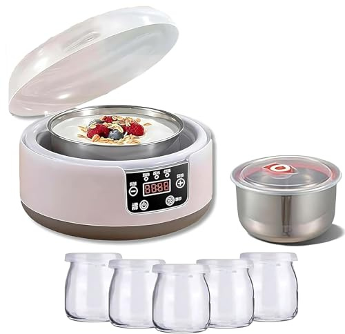 Digital Yoghurt Maker, 2025 New Probiotic 1.2L Yogurt Maker Machine with 5pcs Cup, 36 Hour Constant Temperature Control, Led Display Adjustable Time, for Homemade Yogurt/Natto/Rice Wine/Fermentation