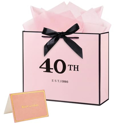 40. Geburtstag Geschenktüte Rosa mit Seidenpapier