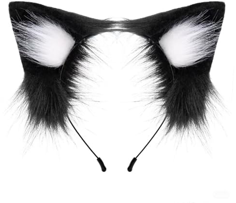 ZesNxj Katzenohren Haarreif, Klassiker Moderne Cat Ears, Katzen Ohren für Mädchen Damen, Verkleidung Cosplay Tier Katzenohren Haarreif Kinder für Halloween Parteien Deko (Schwarz)