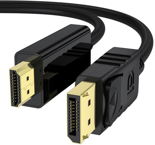 4K DisplayPort zu HDMI Kabel 1,8m - Unidirektional DP(Quelle) zu HDMI(Display), 4K@30 Hz/2K@60 Hz 1080p mit abwärtskompatibler Bildwiederholrate für Dell HP Monitore und AMD NVIDIA Grafikkarten