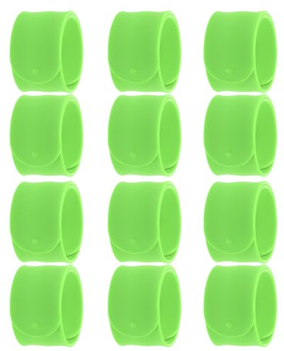 Outanaya 12pcs Silicone Bracelet Elastic Wristband Slap Bracelet Silicone Slap Bands Reusable Wristbands Party Favor Green
