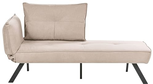 Beliani Chaiselongue Stoff beige linksseitig Schlaffunktion wasserabweisend Rocamadour