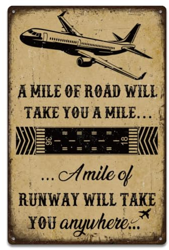 SUPERDANT Insegna Metallica Aeroplano Viaggio In Latta Segnale Muro Vintage Targhe Poster Piloti Arte Decorativa Un Miglio Di Strada Ti Porterà Un Miglio Per Soggiorno Camera Da Letto Decor Retro