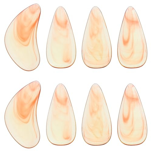 Hohopeti Médiators Guzheng en Ambre Moyen Taille pour Adultes et Garçon et Filles 10-15 Ans, Protège-Doigts Léger et Portable pour Pratique de Guzheng, Lot de 8 Clous D’Ongles de Cithare