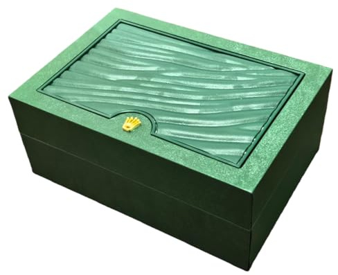 ROUREOX Uhrenetui Aufbewahrung Grün Uhrenbox Holzstruktur Schutz Organizer Display Einheit für Rolex Submariner