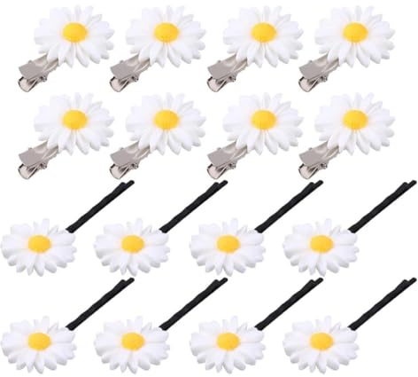 SAFIGLE Lot de 16 Barrettes à Cheveux Marguerite en Résine pour Filles, Accessoires Chics et Sucrés Adaptés à Tous Styles, pour Occasions Spéciales et Usage Quotidien