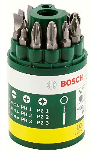 Bosch 2607019454 Barattolo Inserti Avvitamento, 10 Pezzi, PH-PZ-Taglio