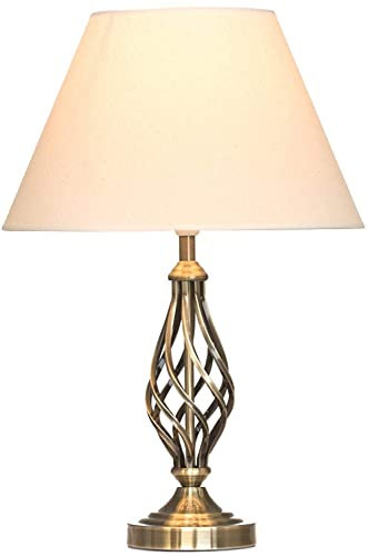 Lighting Supermarket Kingswood Barley Twist Traditional Table Lamp & Shade - Antique Brass